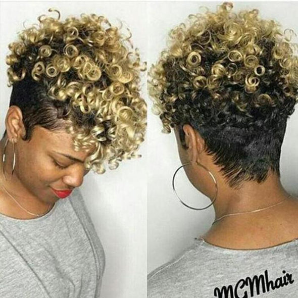 Spiral Short Curly Tapered Hair Wig for Black Women