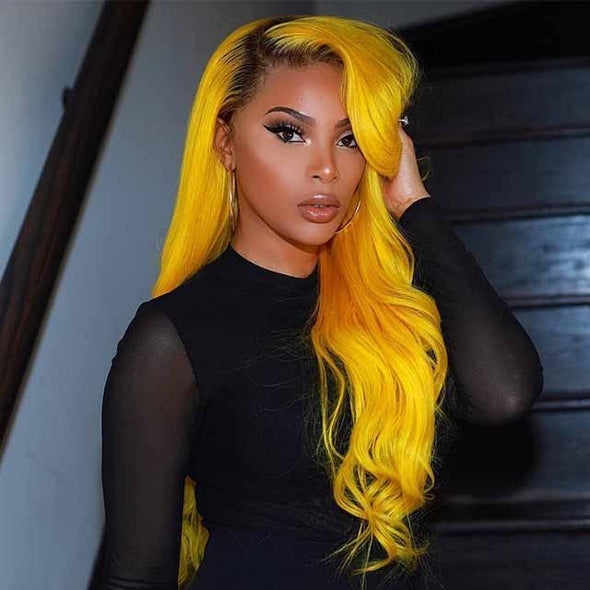 Yellow wig body wavy wig for women Glueless Wigs