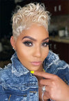 Glueless Curly Blonde Pixie cut Summer Wig