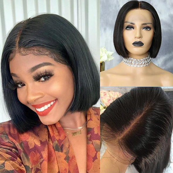 Short Bob Wigs Straight Wigs Pre Plucked With Baby Hair Glueless Wig