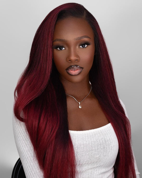 O.U Style Wine Red Long Glueless Natural Wig-10