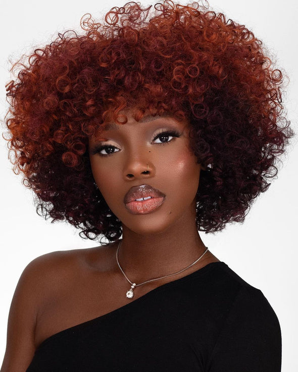 O.U Style Afro Red Brown Glueless Natural Wig-14