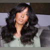 20" Black Loose Wave Brazilian Wig With Bangs