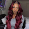 Glueless Long Rose Red Wavy Wig