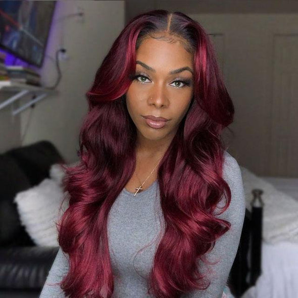 Glueless Long Rose Red Wavy Wig