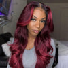 Glueless Long Rose Red Wavy Wig