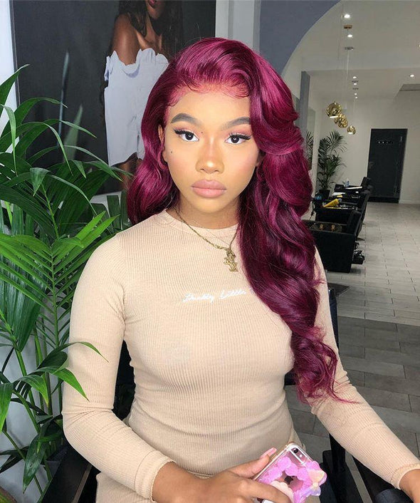 Purple Red Body Wave Wig-140%(Extra Thick As In Video)