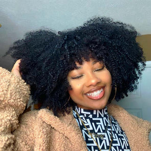 Natural Afro Curly Fringe Wig With Bangs