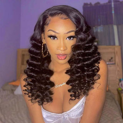 Black Mid-length Wave Wig