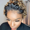 Glueless Black Brown Curly Pixie Cut Wig