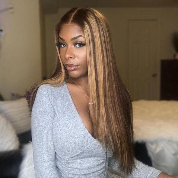 Glueless Brown Straight Long Wig