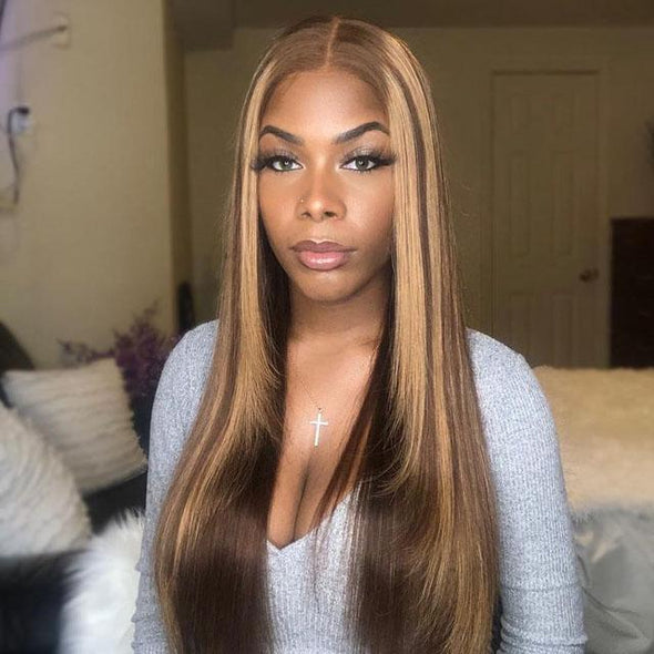 Glueless Brown Straight Long Wig