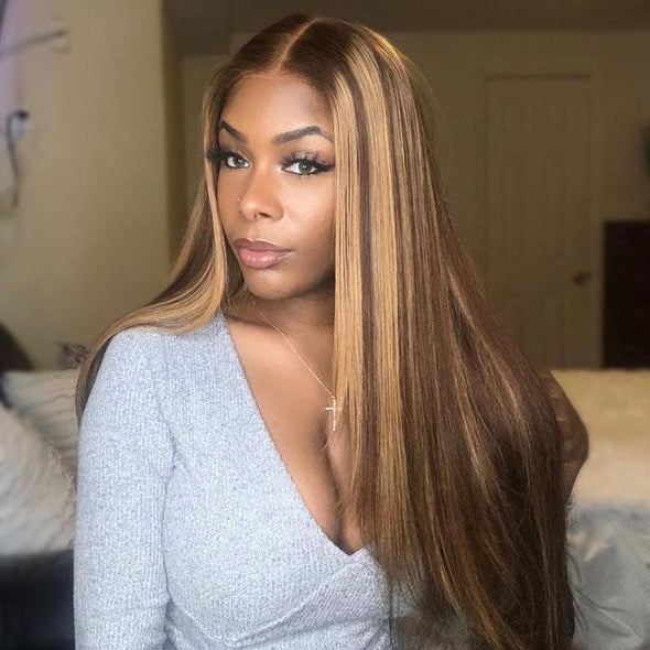 Glueless Brown Straight Long Wig