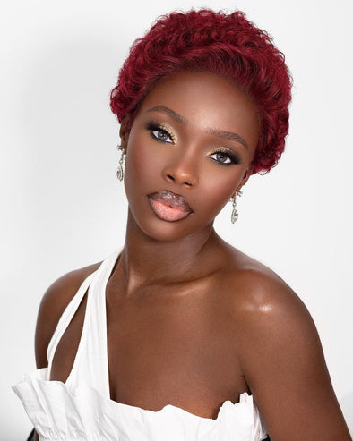 O.U Style Red Curly Pixie Cut Wig Glueless Natural Wig-22