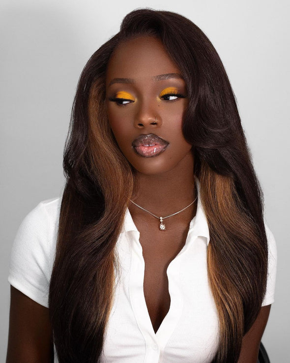 O.U Style Brown Long Glueless Natural Wig-24