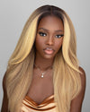 O.U Style Black Blonde Long Glueless Natural Wig-11