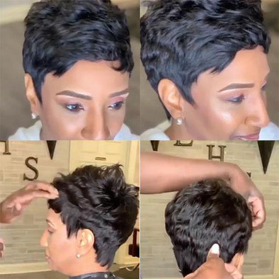 2021 Black Pixie Cut Wig for Black Women