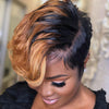 Black Brown Cut Pixie Wig for Black Women With Bangs