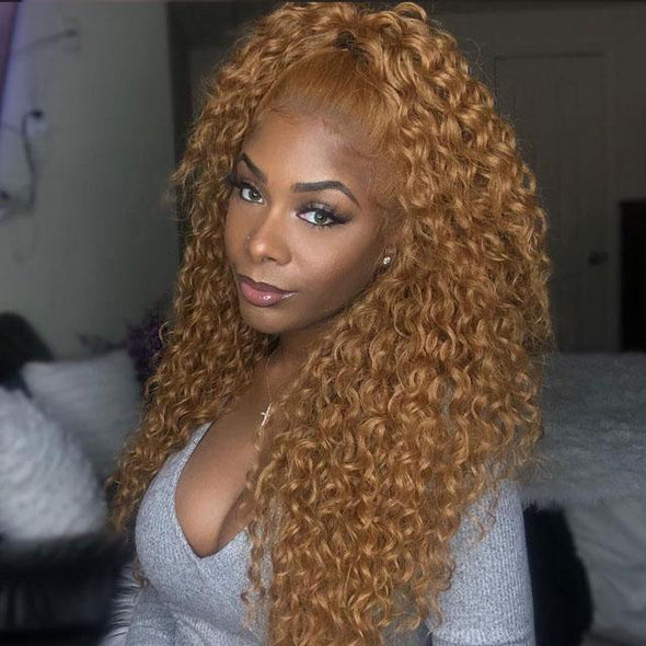 Glueless Light Brown Long Deep Curly Wig