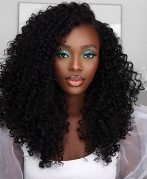 O.U Style Black Deep Curly Glueless Natural Wig-35