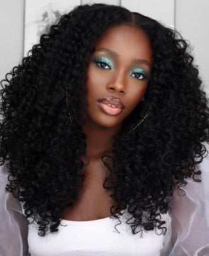 O.U Style Black Deep Curly Glueless Natural Wig-36