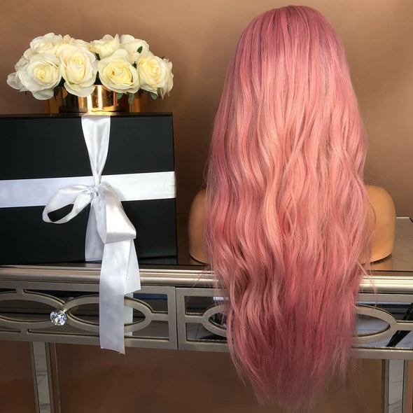 Pink wavy long hair