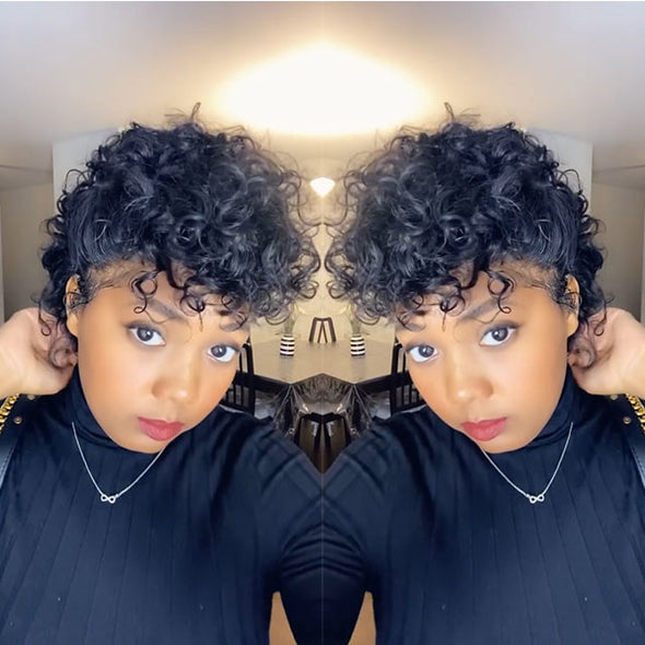 Short Summer Curly Afro Glueless Wig for Women