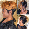 Black Brown Cut Pixie Wig for Black Women With Bangs