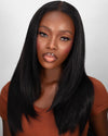 O.U Style Black Long Straight Glueless Natural Wig-4