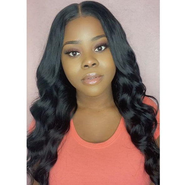 Preplucked Body Wave Black Long Wig