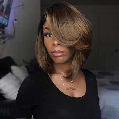 14" Glueless Bob Brown Wig