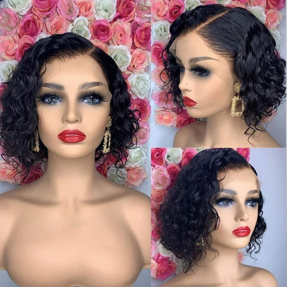 black curly short wavy wig  bob wig