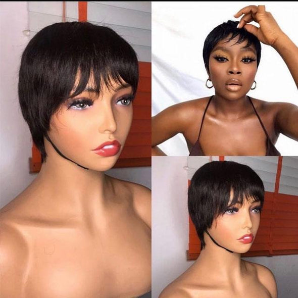 Black Short Straight Hair Pixie Cut Wig