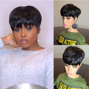 Straight Pixie Cut Wig Black Bob Wigs