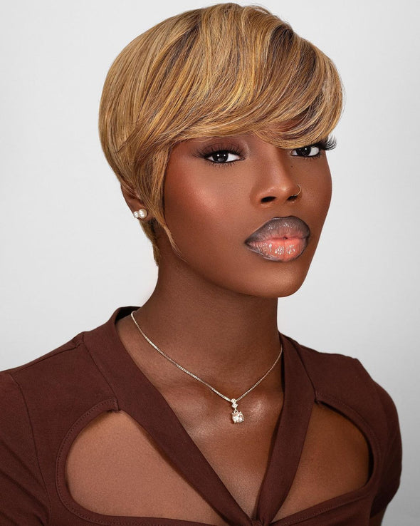 O.U Style Brown Pxie Cut Wig Glueless Natural Wig-5