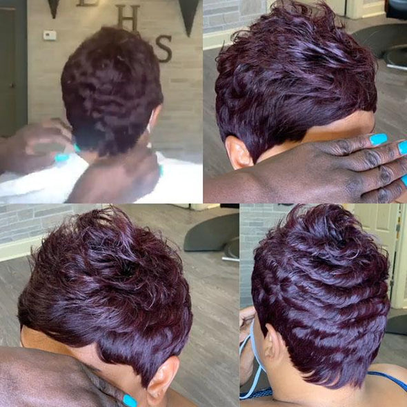 Purple Pixie Wig Layered Short Cut Wig