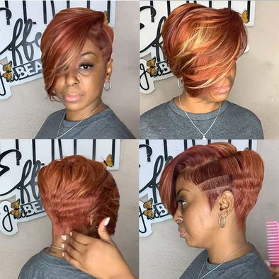 Dark Orange Pixie Wig Layered Short Cut Wig