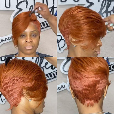 Light Orange Pixie Wig Layered Short Cut Wig