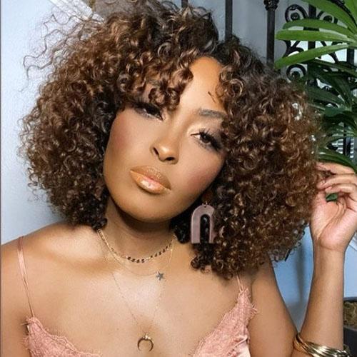 Brown Natural Curly Brazilian Wig