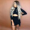 Gray long wavy wig