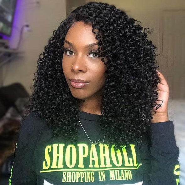 20" Glueless Curly Black Wig