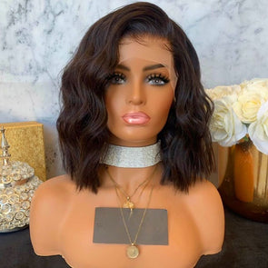 brown wavy short wig