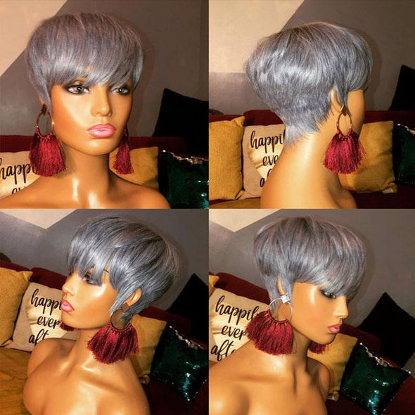 Silver Straight cut pixie for Black Women