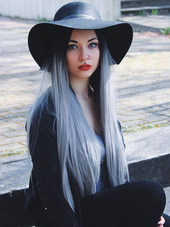 Black to Gray Straight Wig