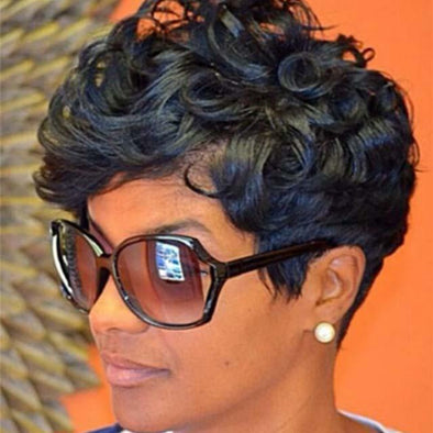 African American Short Curly Black Hair Wig