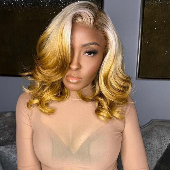 Mid-length Gold Wavy Brazilian Wig