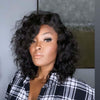 Deep Wave Short Black Brazilian Wig With Bangs