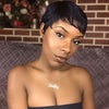 Glueless Staight Black Pixie Cut Wig