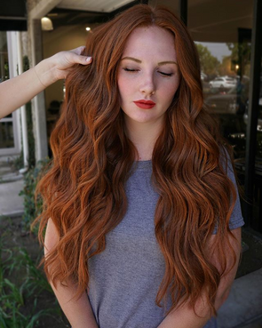 Reddish Brown Long Wave Wig