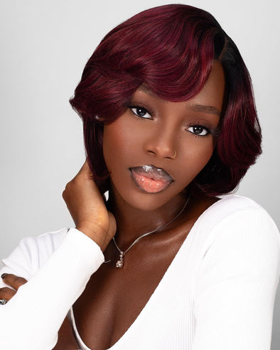 O.U Style Wine Red Short Glueless Natural Wig-6